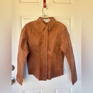 Charlotee Russe brown leather suede western shirt jacket Size L